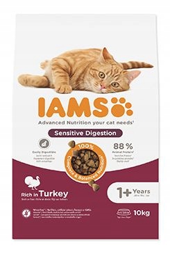 Levně Iams Cat Adult Sensitive Digestion Turkey 10kg
