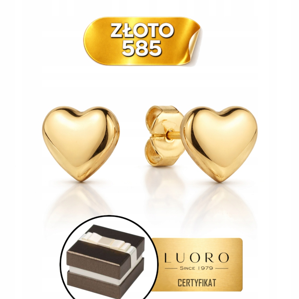 Náušnice Zlaté 585 14k Srdce Prázdné Lehké Srdce Dárek