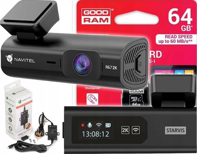Wideorejestrator Navitel R67 2K 1440p SONY + karta 64GB + smartbox
