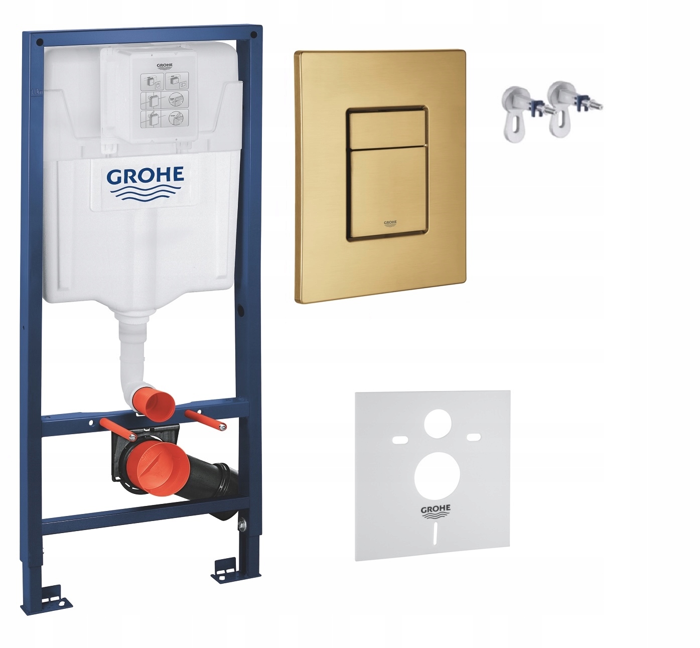 Kompletný podomietkový Wc set – rošt Grohe zlaté brúsené tlačidlo