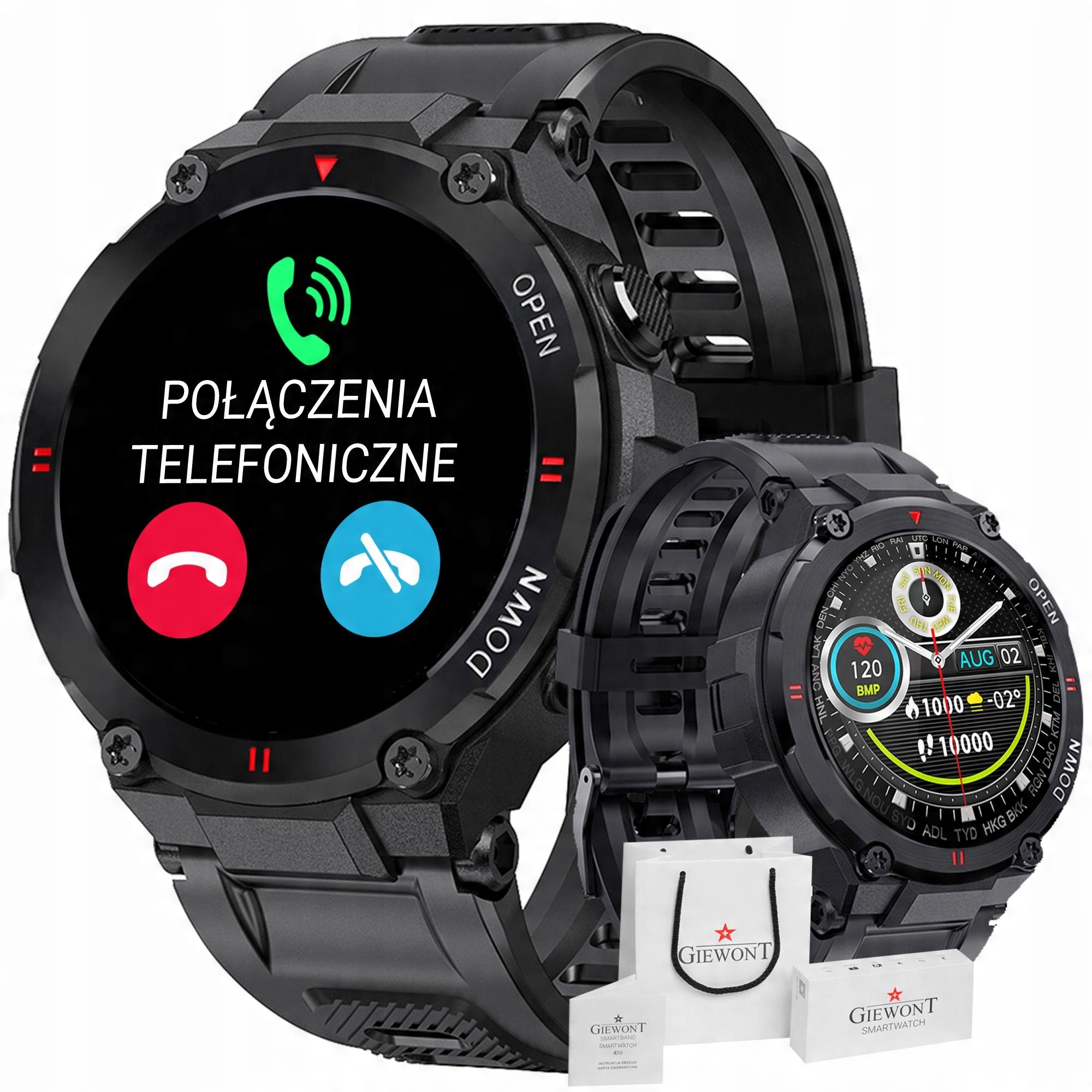 

Smartwatch Męski Rozmowy Ciśnienie Puls Sms Grawer