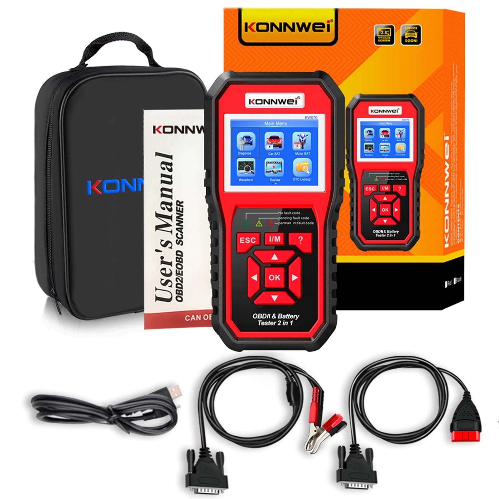 Диагностический тестер OBD2 и для аккумуляторов 6V 12V