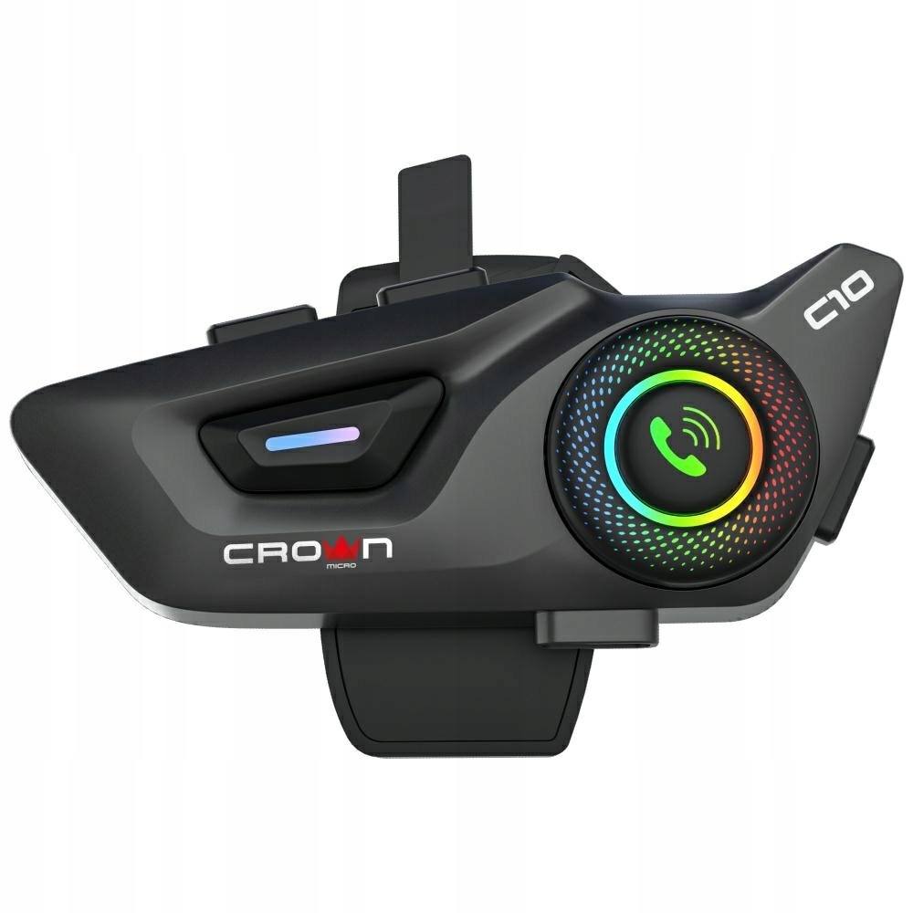 Motocyklový interkom Crown C10 Bluetooth 5.3 černý
