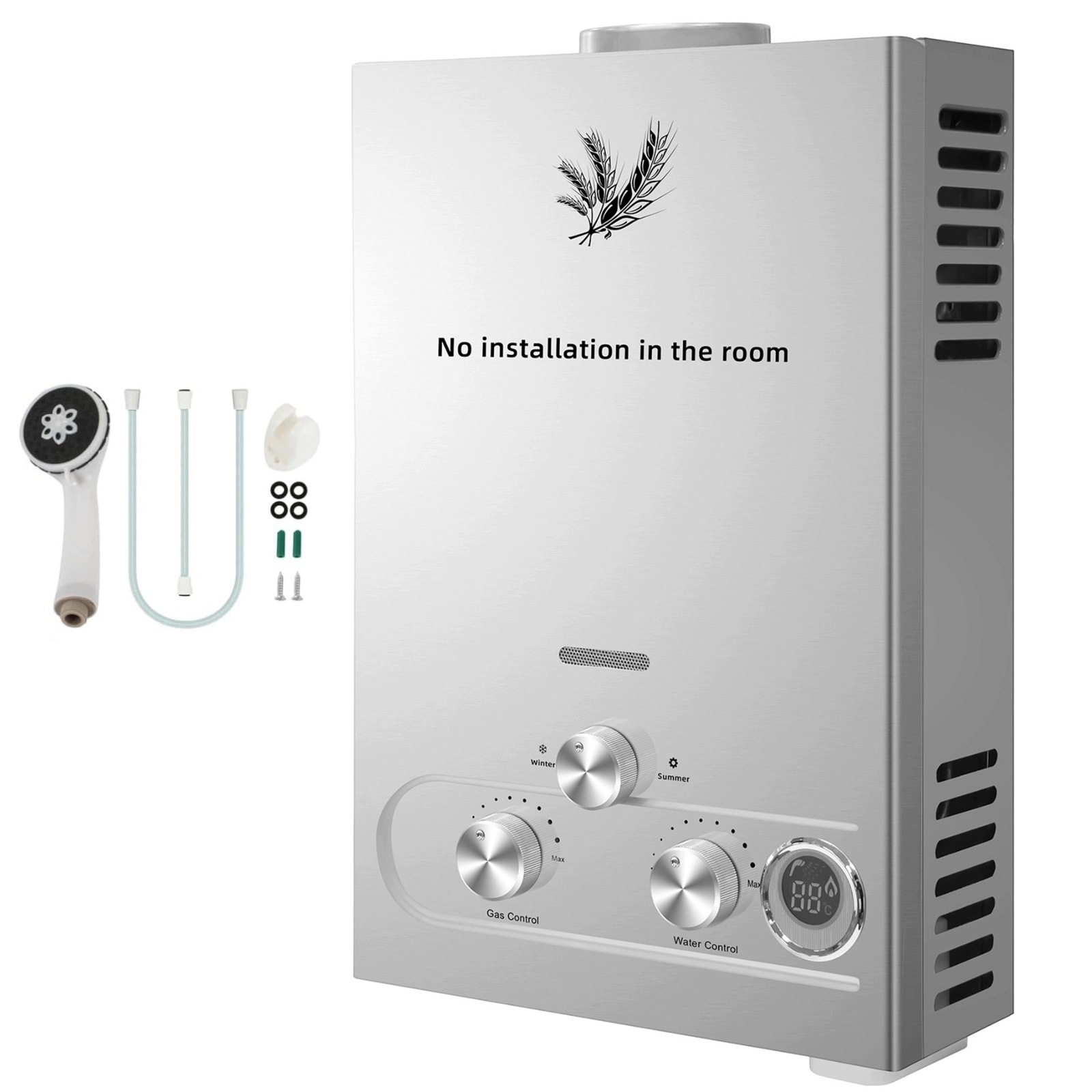 Průtokový plynový ohřívač vody na Lpg, 18 l/min, 36 kW, pro domácnost i venkovní použití