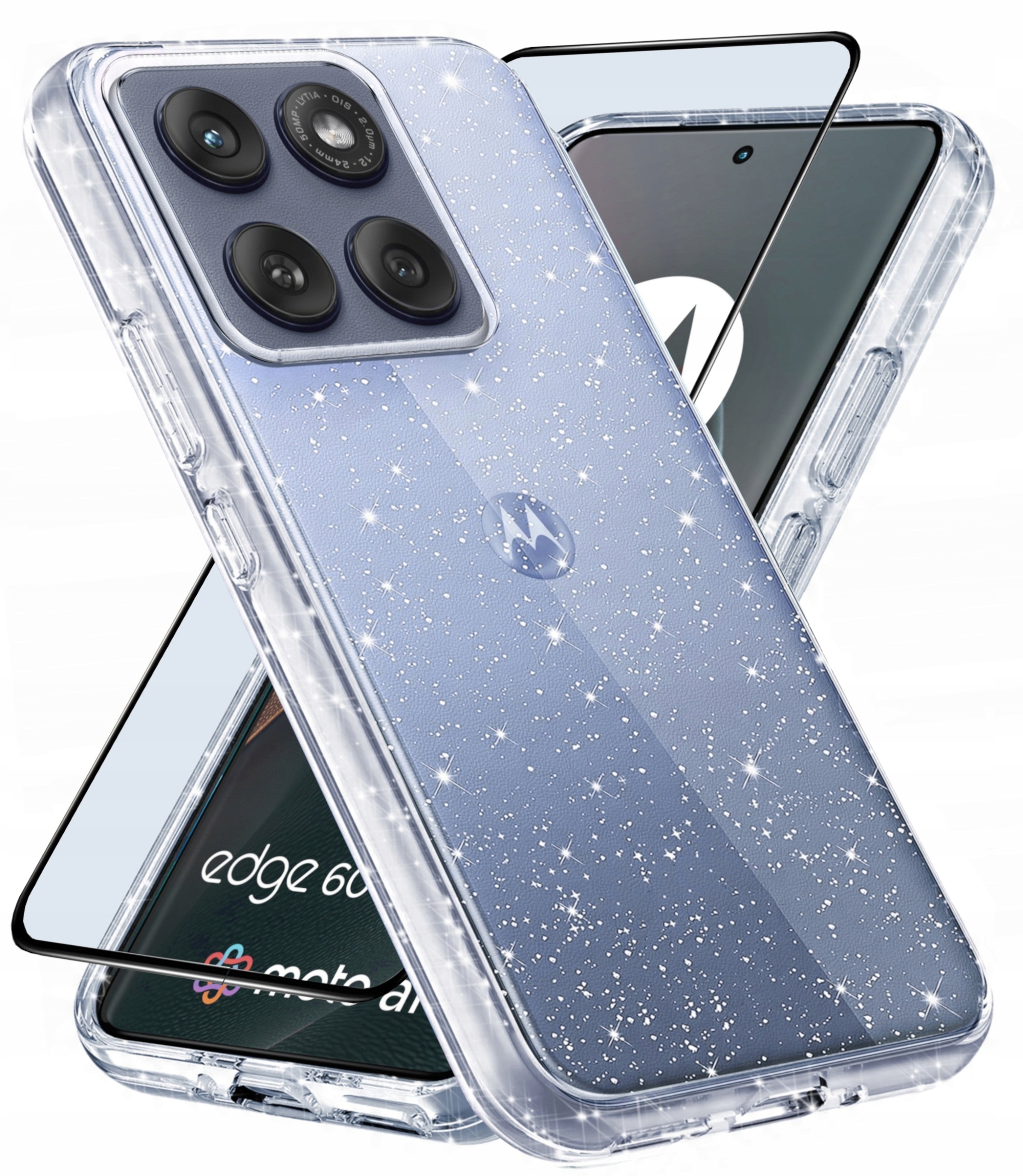 Etui Clear Case do Motorola Edge 60/ Edge 60 Fusion +szkło 3D profilowane