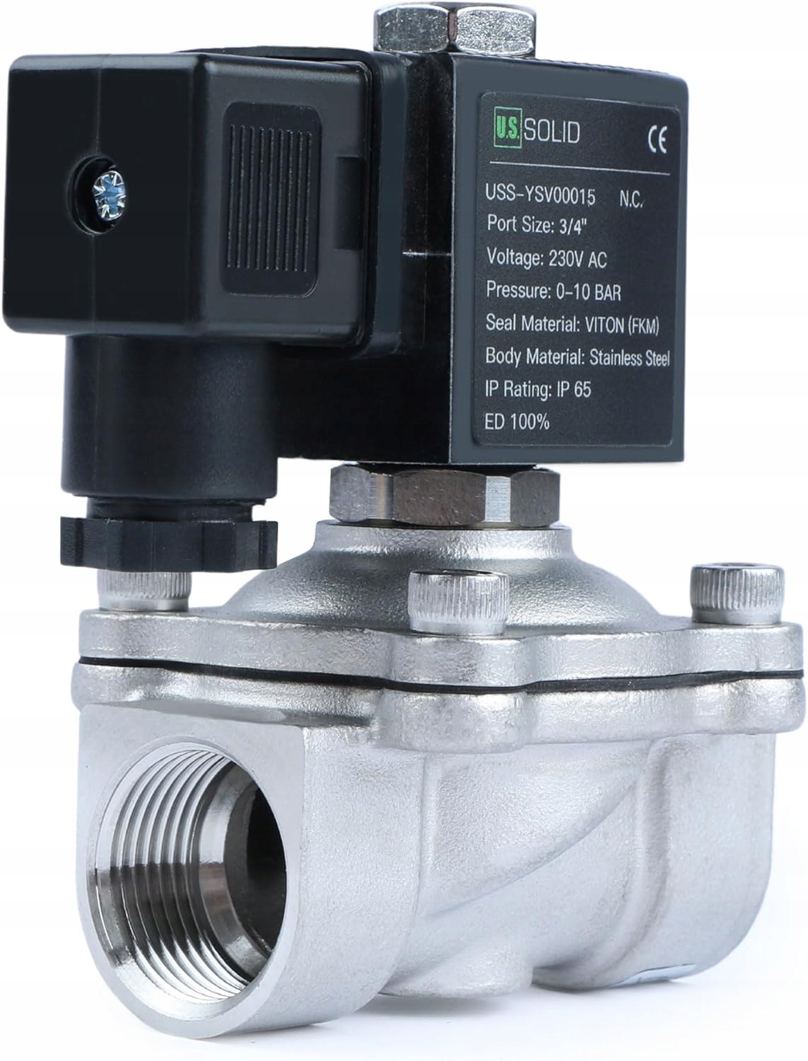 Elektromagnetický ventil z nehrdzavejúcej ocele G 3/4", 230 V Ac, Nc 0-10 bar