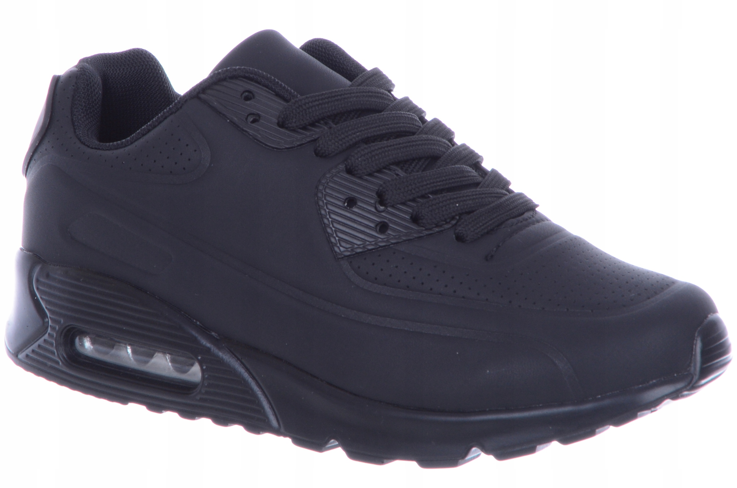 Pánské černé sportovní boty s vázáním, pohodlné tenisky s polštářem, velikost 42