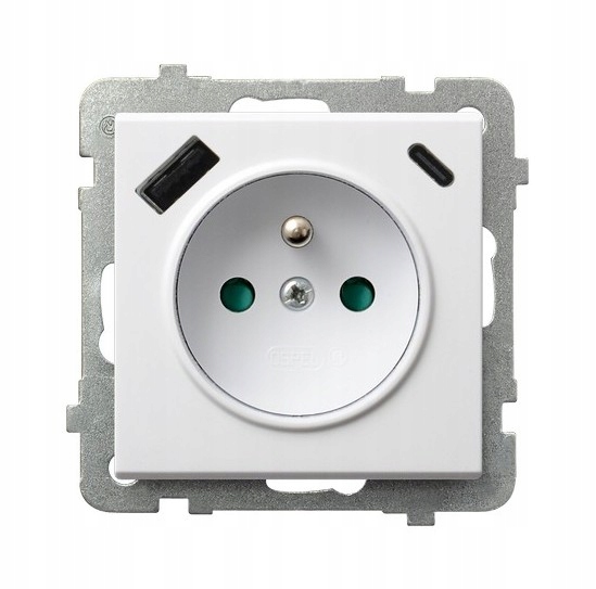 Gniazdo Z Ładowarką Usb A+c 20W Ospel Sonata GP-1RZPUSBAC/m/75 Biały Mat