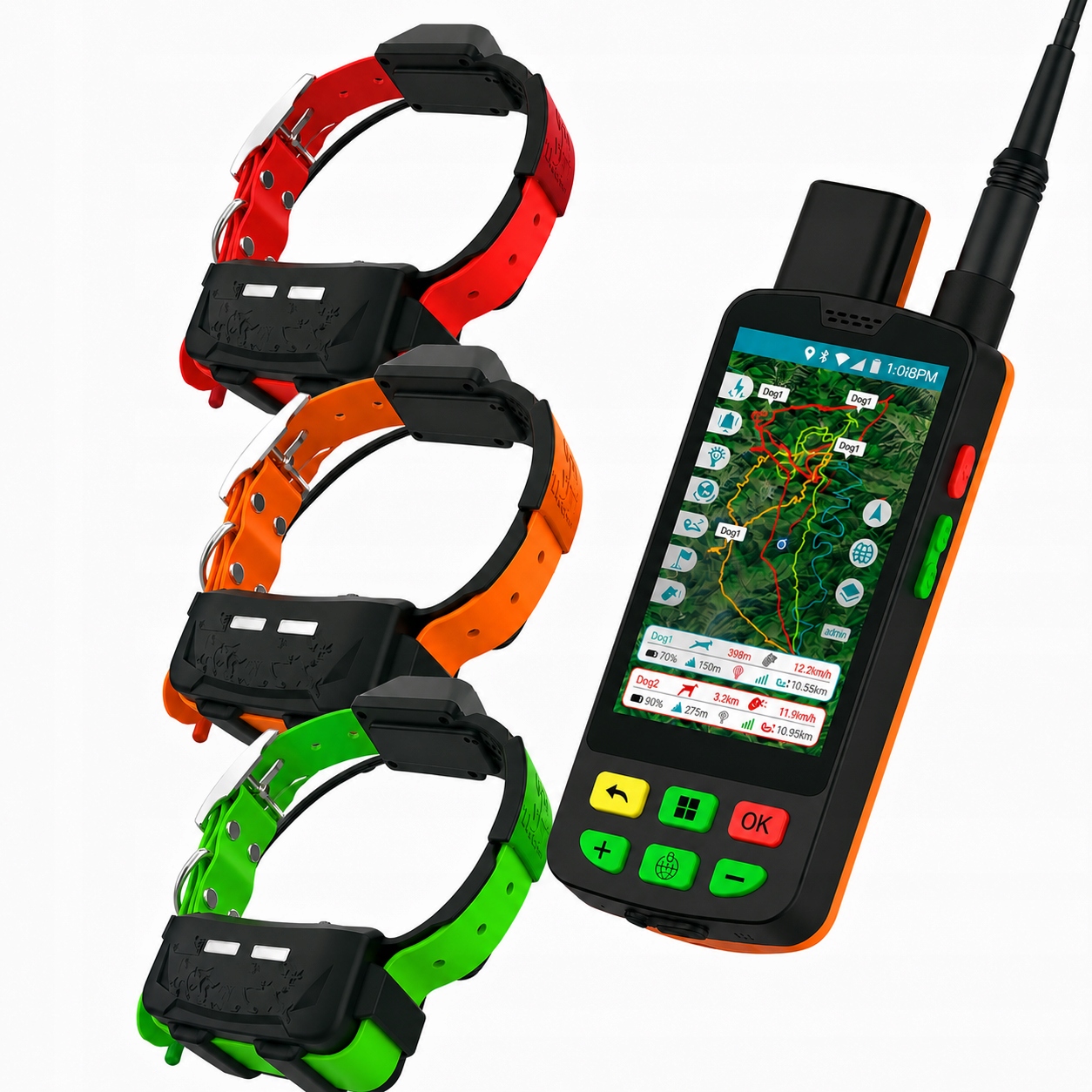 Gps lokátor eSEEK sada 3 obojků bez omezení dosahu VHF-4G