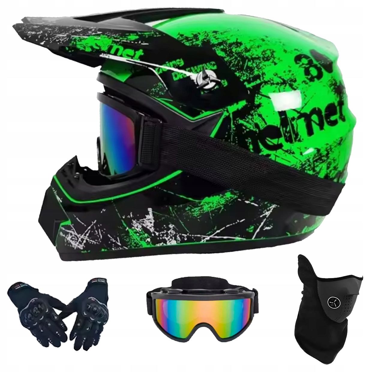 Helma Na Elektrickou Koloběžku Cross Enduro Quad Bmx Helma Brýle Rukavicexl