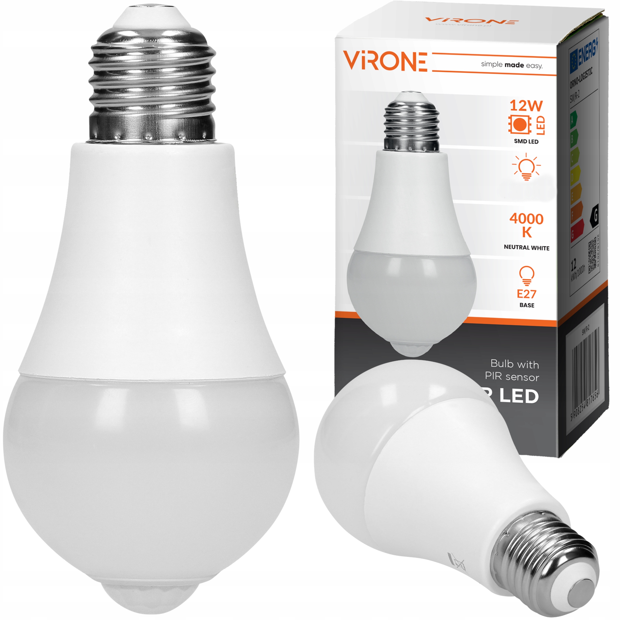

Żarówka Led E27 Czujnik Ruchu Zmierzchu 12W 4000K