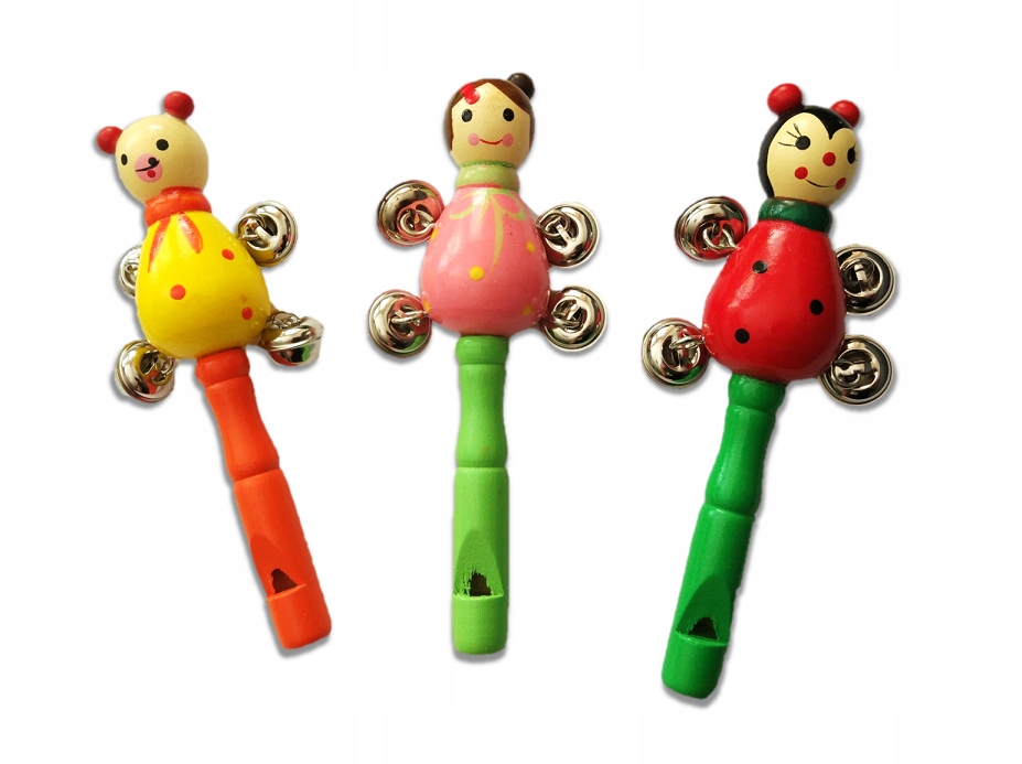 GRZECHOTKA INSTRUMENT DREWNIANY Z DZWONECZKAMI GWIZDEK