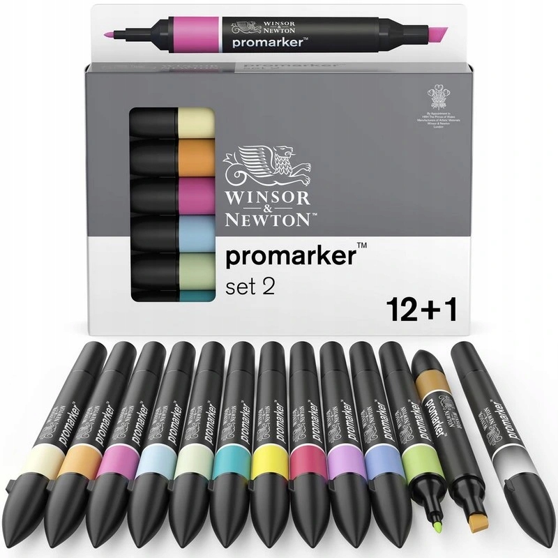 Lihové fixy Winsor & Newton Promarker Fine & Chisel, 12+1ks Secondary