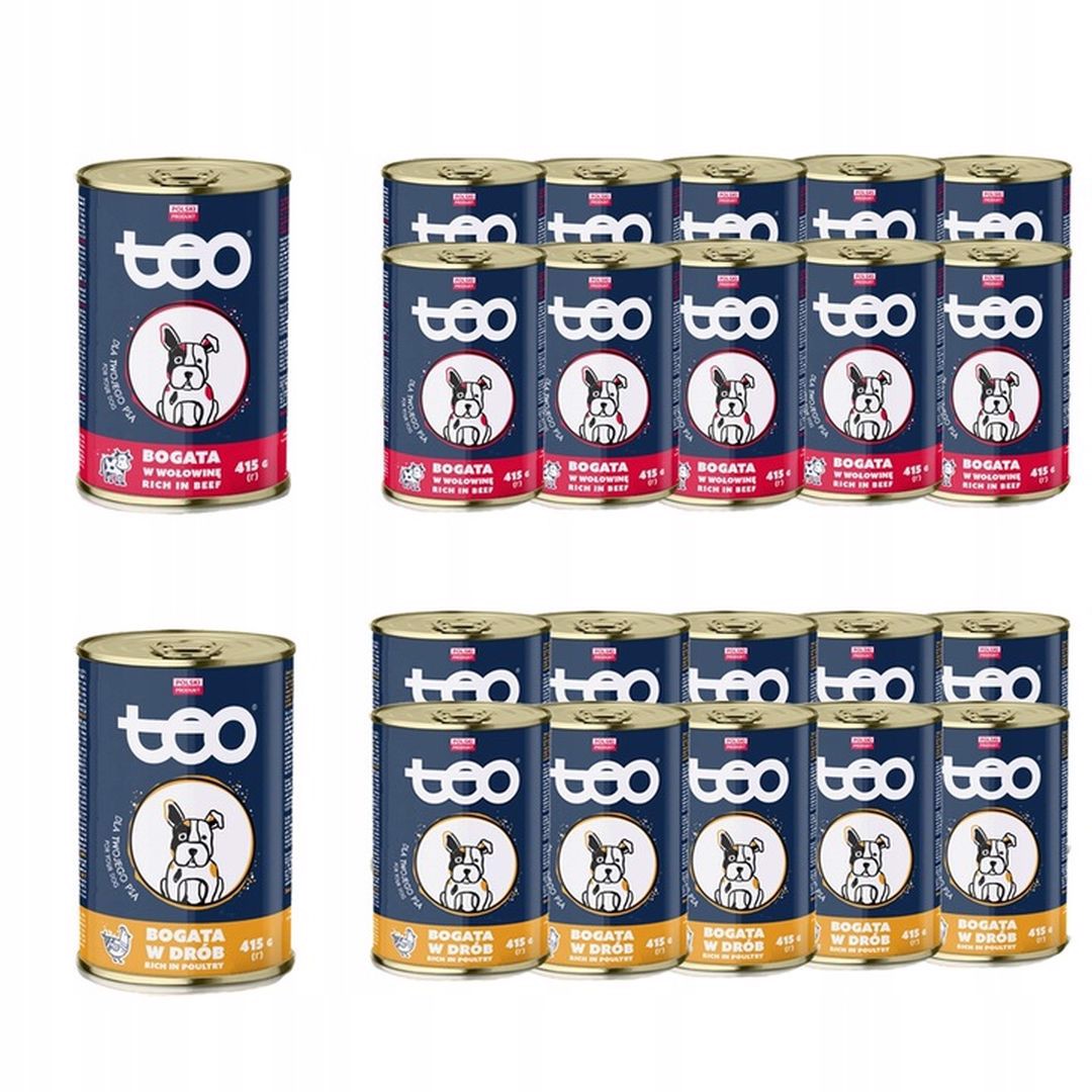 Levně Mokré krmivo pro psy Teo Mix 2 příchutí 415 g x 20 kusů