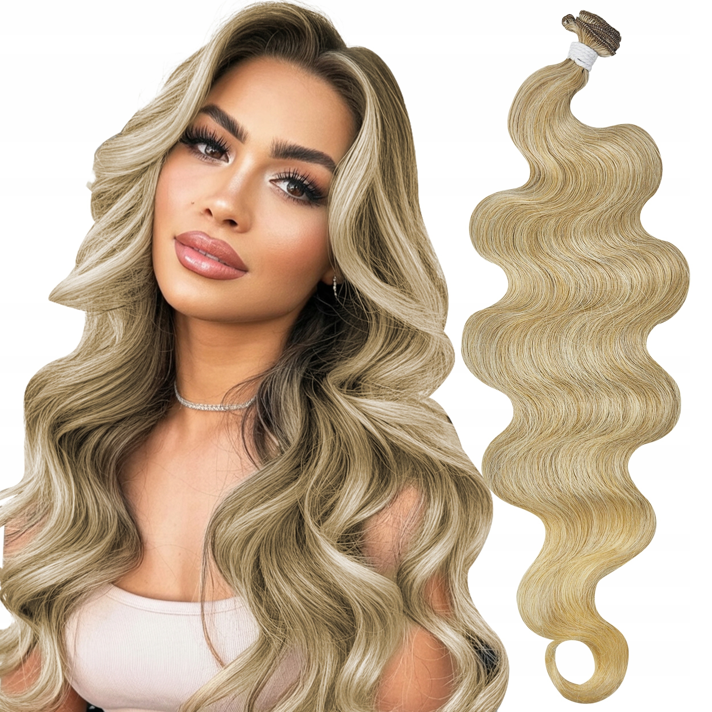 Syntetické vlasy Ez-bio Na Tašce Vlna Loki Přírodní Blond 100g 65cm