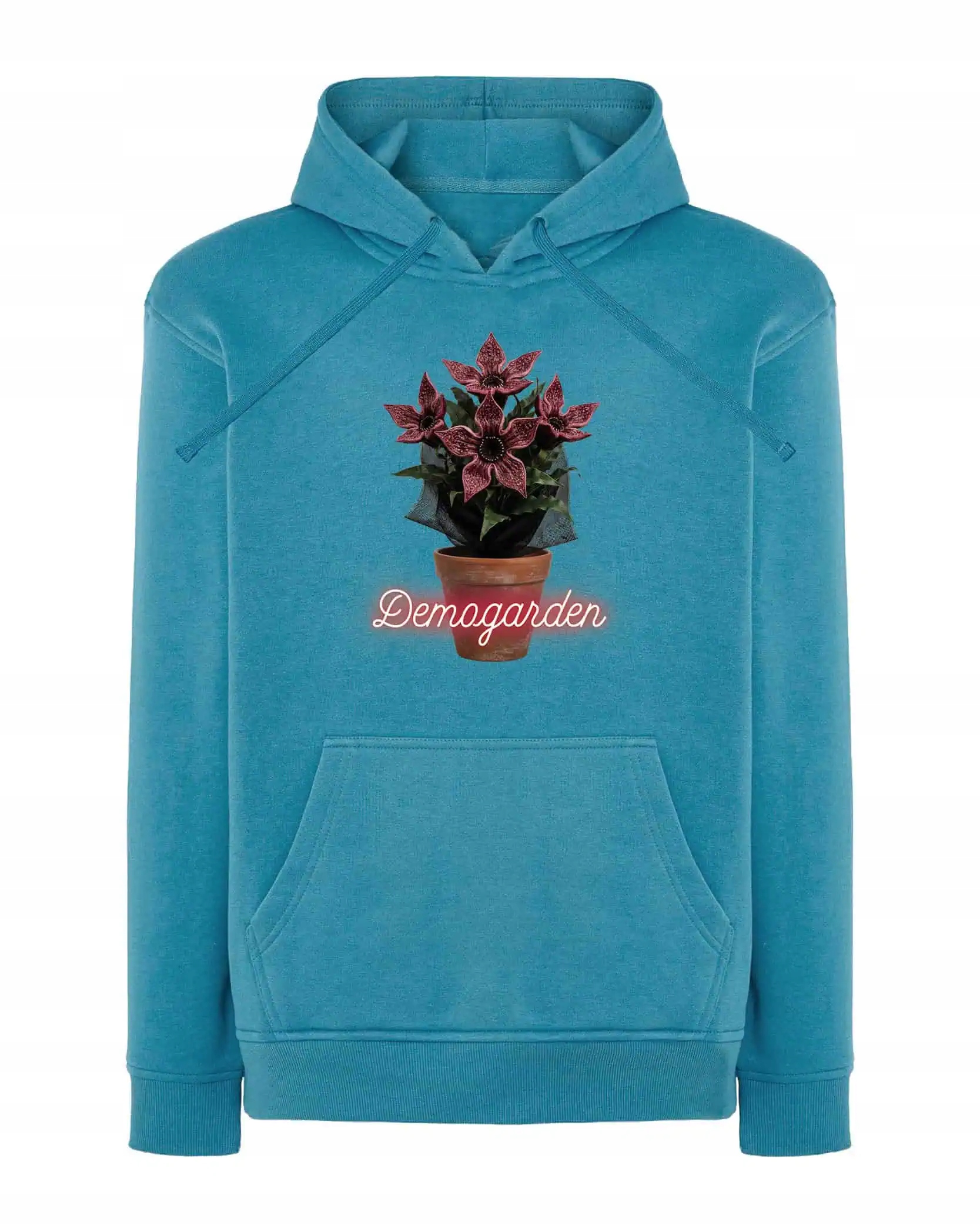 Mikina s kapucí Stranger Things Demogorgon Zahrada Květiny Světle modrá L