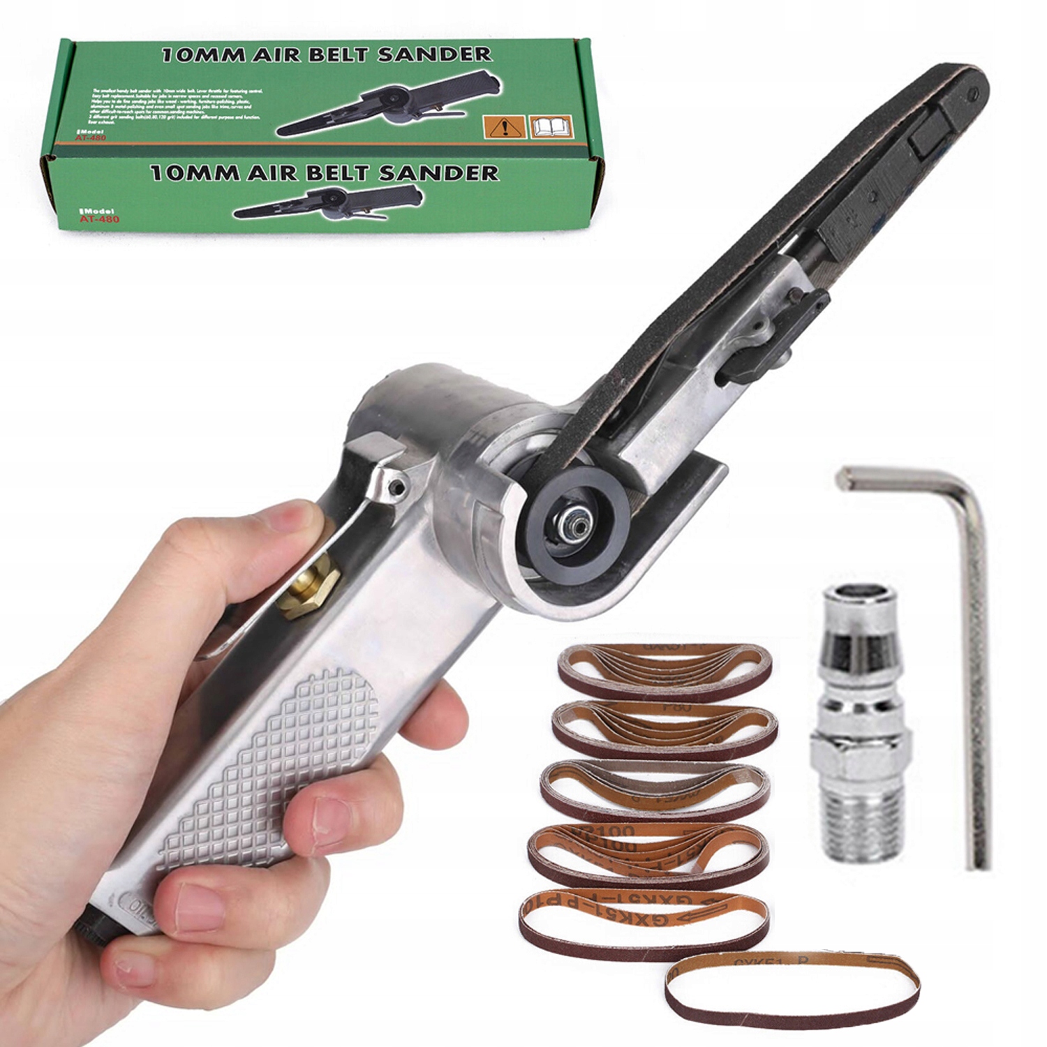 Pneumatická Pásová Bruska Pro Leštění Kovů S 25 Brusnými Páskami