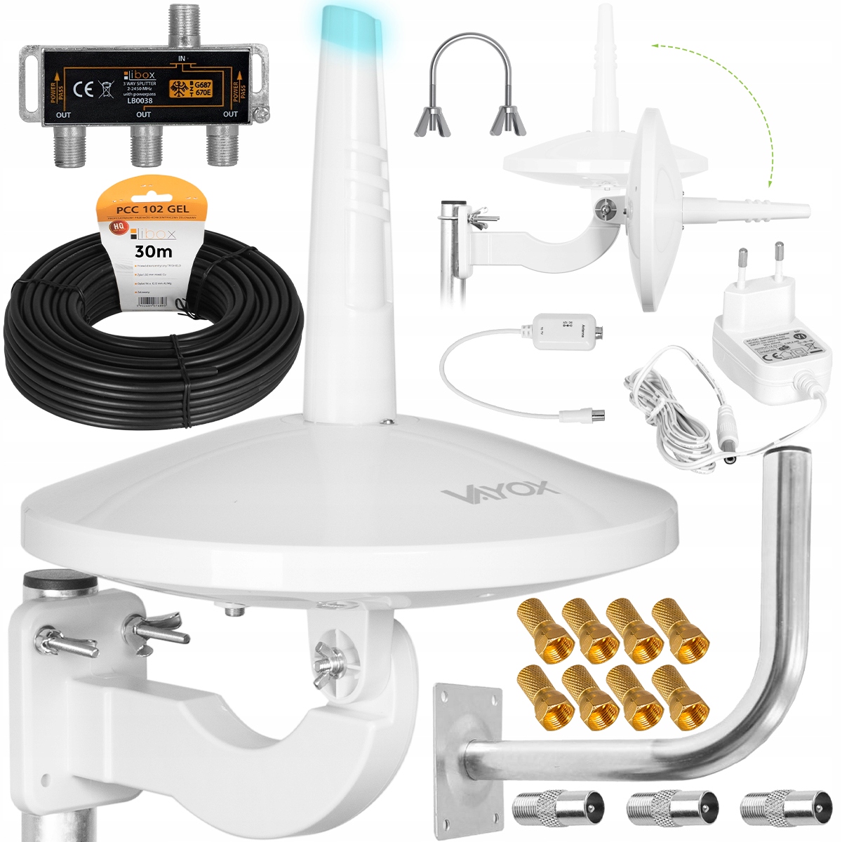 

Antena DVB-T2 Dookólna MUX8 Lte Combo Zestaw 3TV