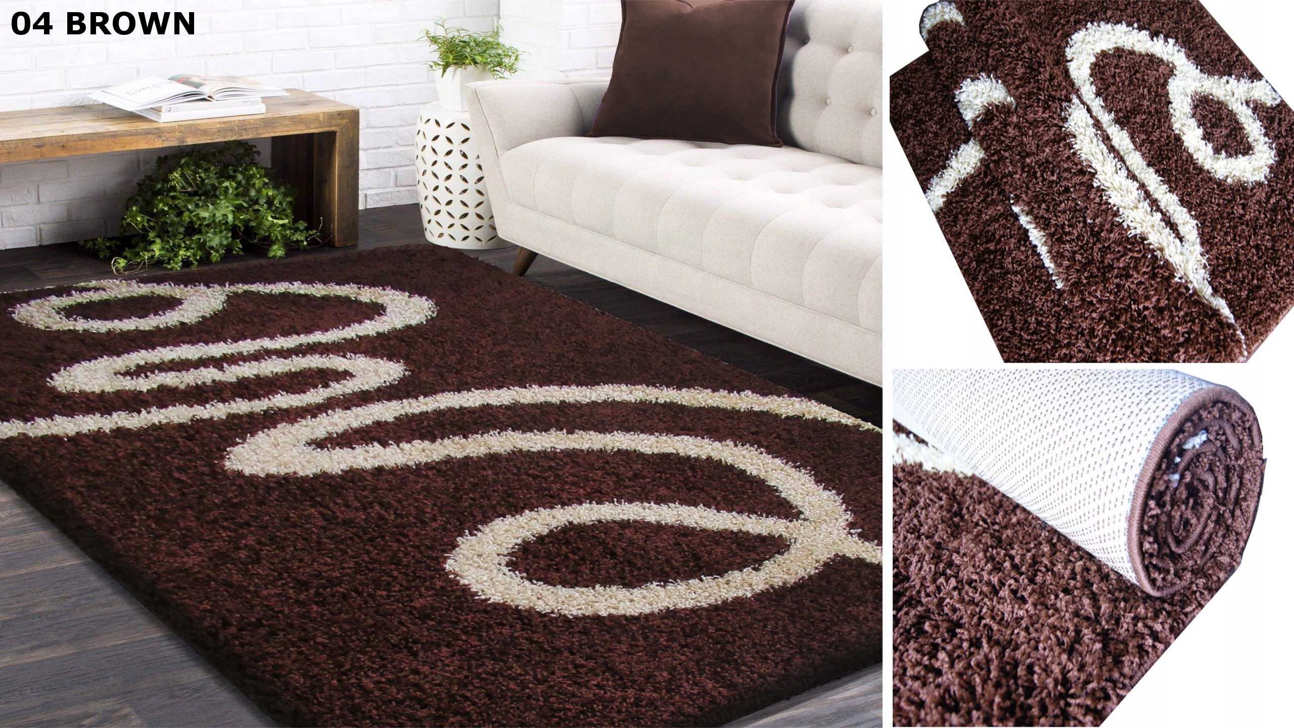 Dywan Shaggy 120X170 WZORY KOLORY JAKOŚĆ + GRATIS Długość 170 cm