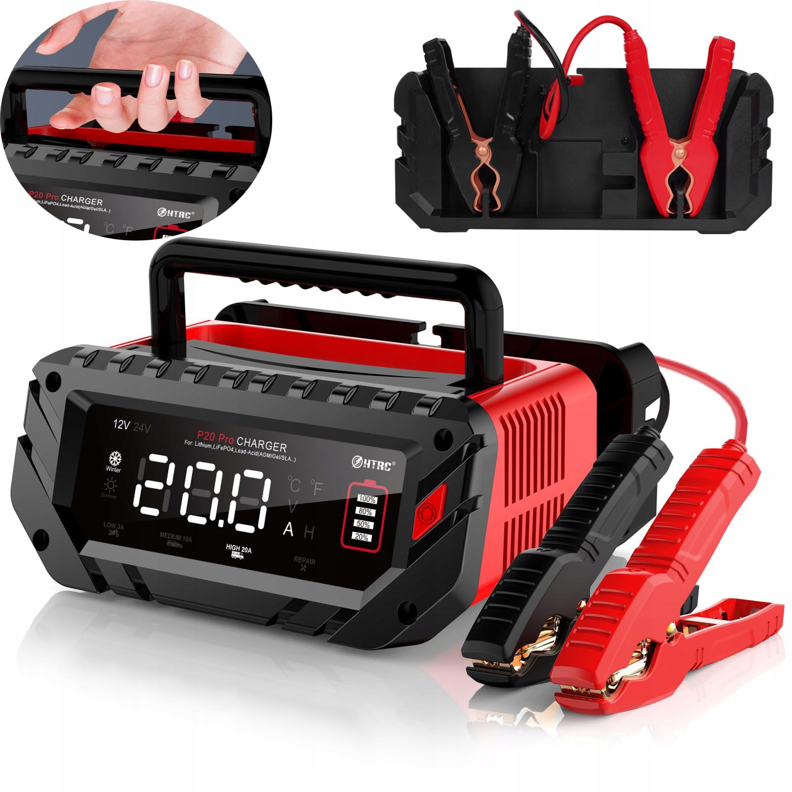Nabíječ usměrňovač pro akumulátor Efb Gel Agm 12V 24V 20A LCD