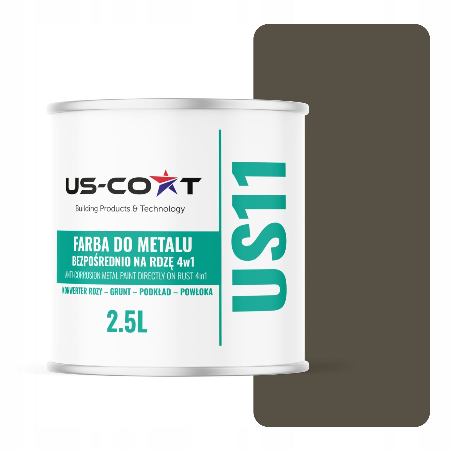 Antikorózna Farba Na Kov Na Hrdzu 4v1 Sivo Hnedá RAL7013 Polomat 2,5L