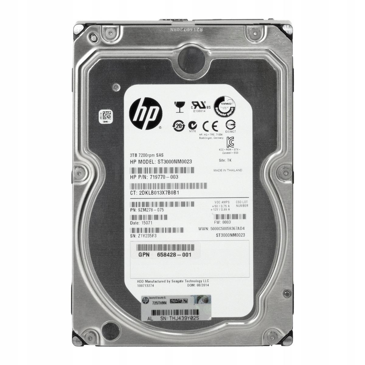 Hp 719770-003 3TB 7.2K 128MB SAS-2 3.5'' ST3000NM0023