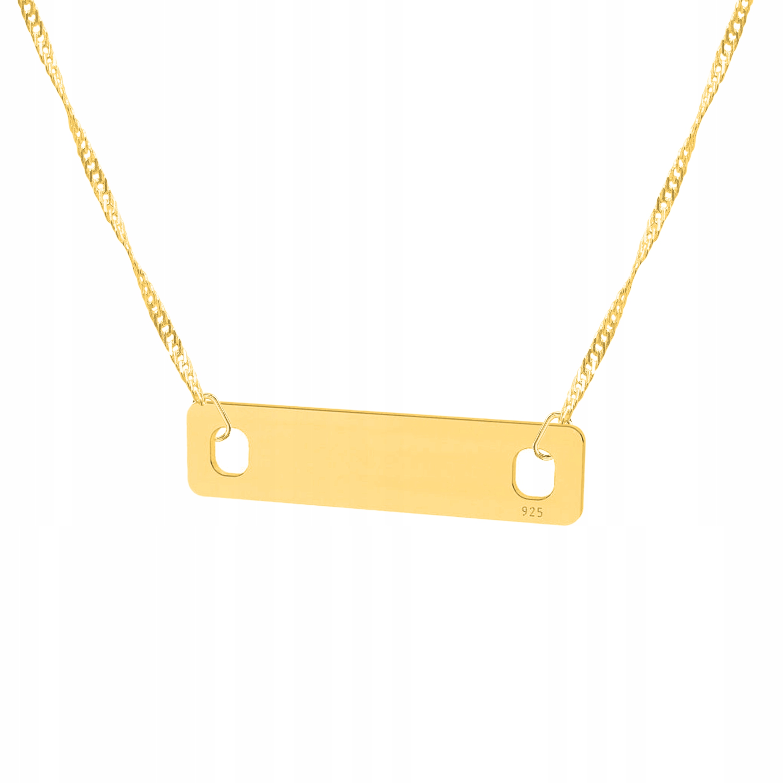 Řetízek zlatý náhrdelník 925 destička obdélník