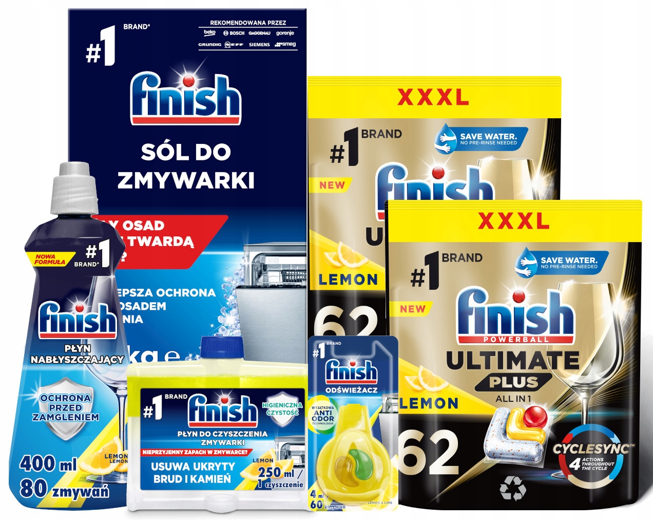 Levně Sada Finish Ultimate Plus All in One Kapsle 2 x 62 kusů doplňky
