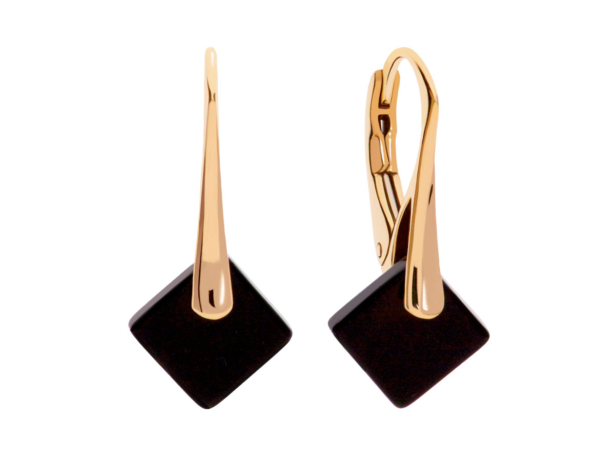 

Złote kolczyki czarne onyks naturalny złoto 333