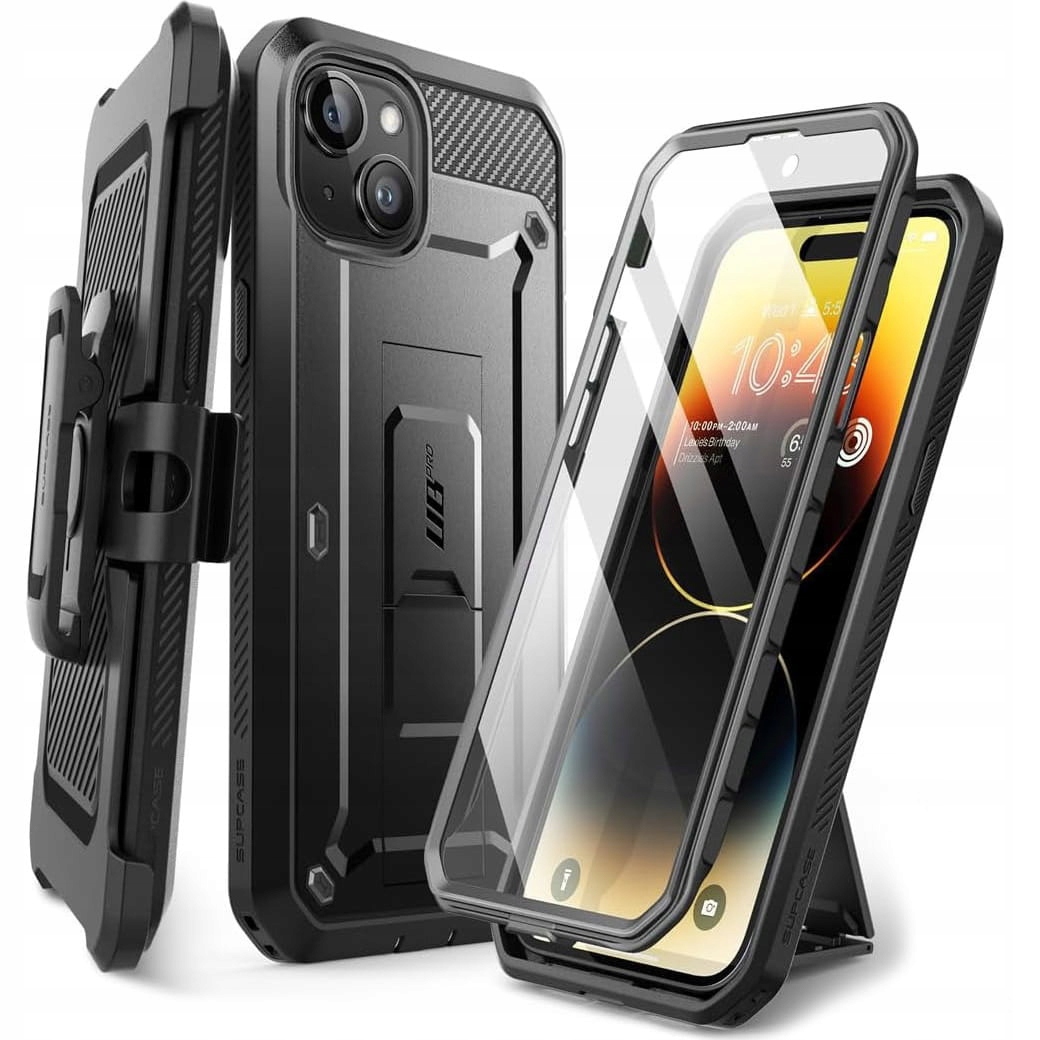 Etui do iPhone 15, Supcase Ub Pro Sp, pokrowiec z ochroną ekranu z podpórką