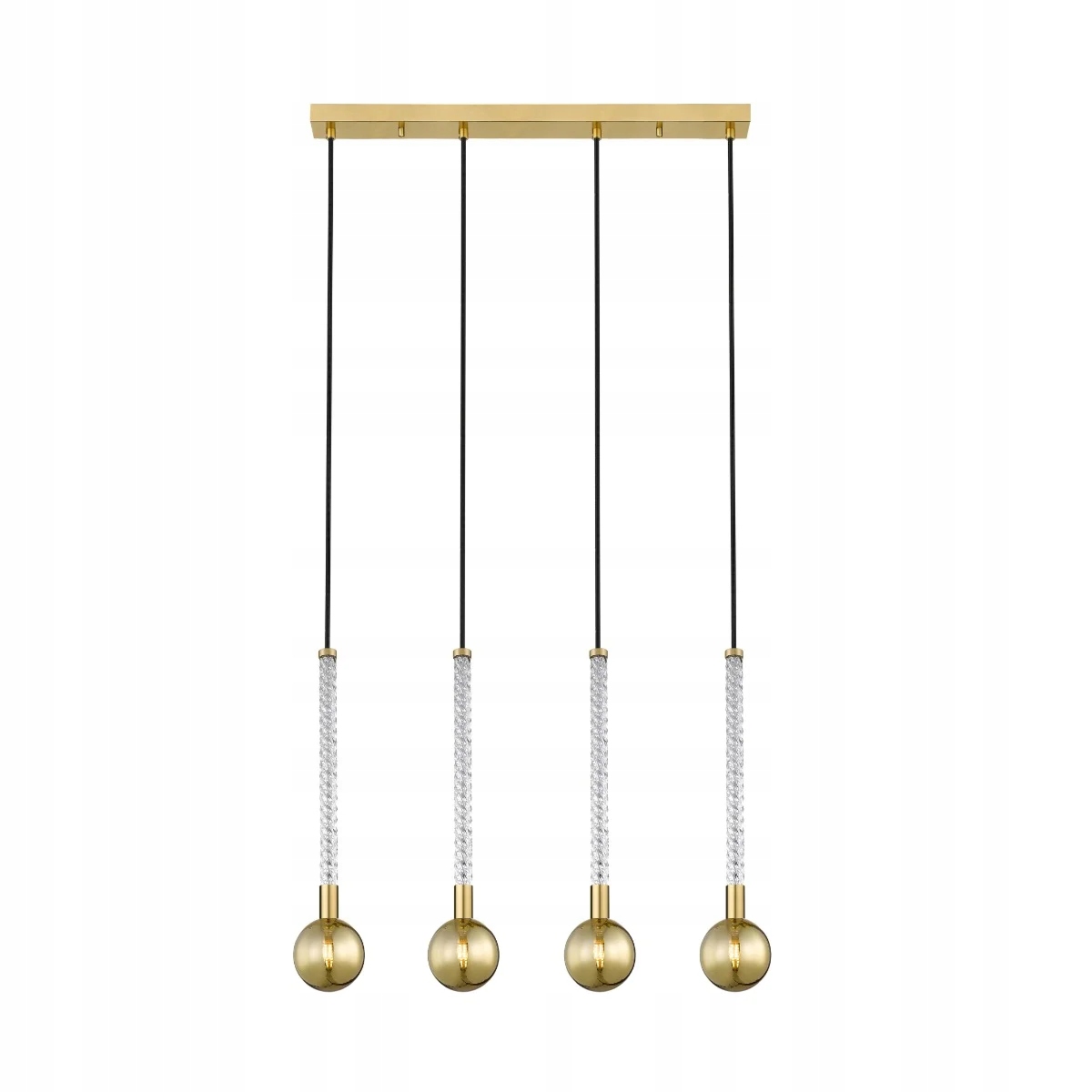 Závesná lampa zlatá 4 sklenené gule nad stôl ostrov bar 70 cm 4 body Zuma Line