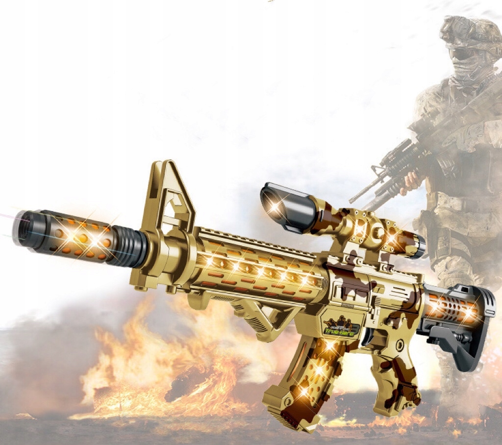 KARABIN MASZYNOWY ZABAWKA BROŃ DŹWIĘK ŚWIATŁA LED Kod producenta FS-4