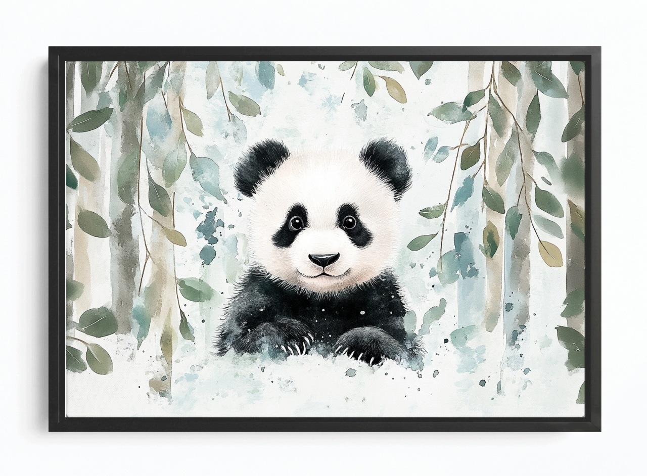 Obraz Rám Americký Box Dřevo Eukalyptus Medvídek Panda Medvídek 60x40