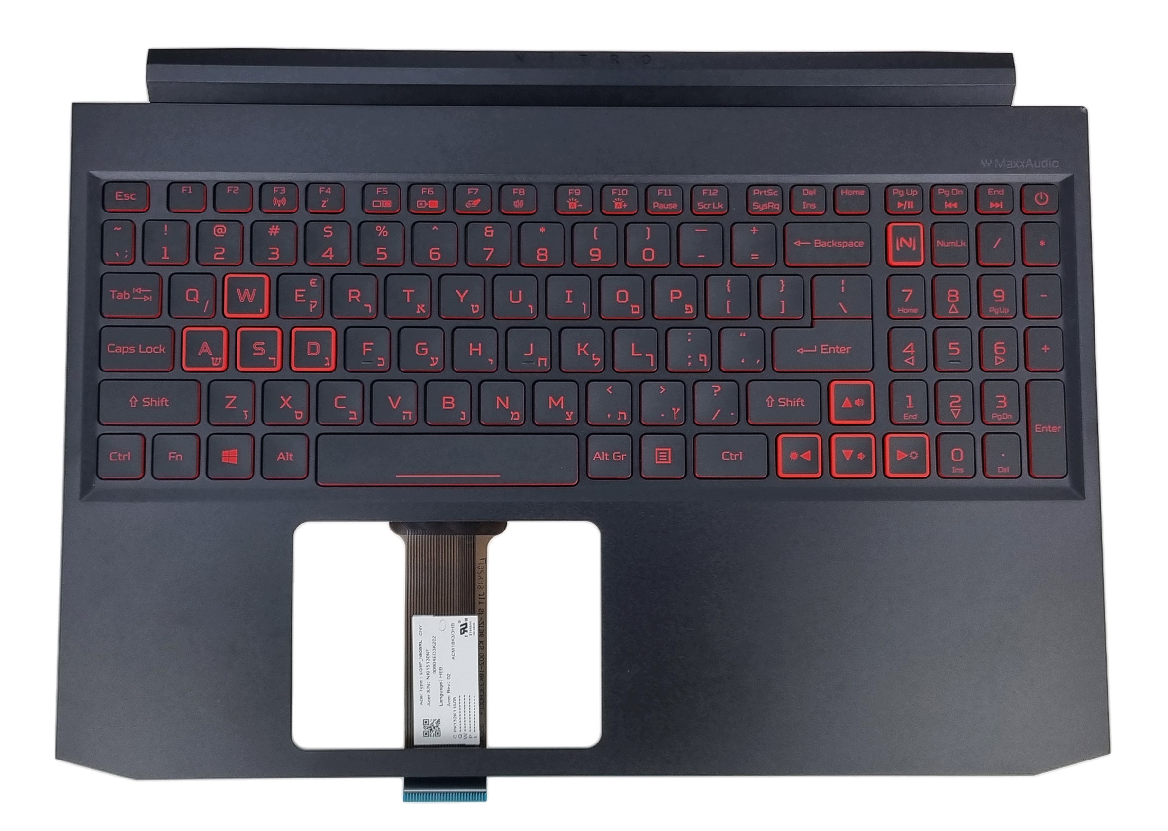 Nová Krytka Klávesnice Acer Nitro 7 AN715-51 GTX1050 GTX1650 Hebrejská