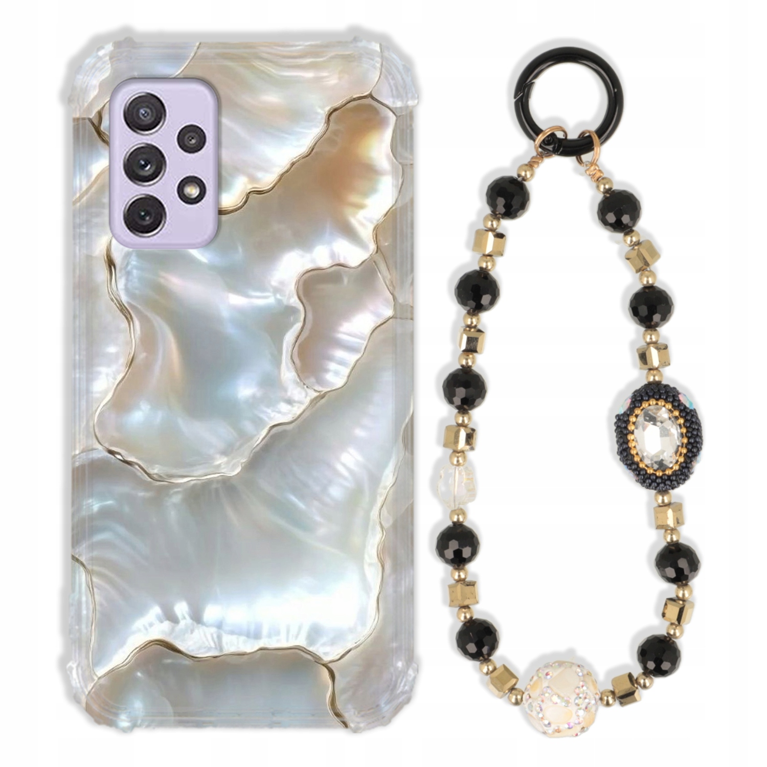 Puzdro Na Samsung A72 5G Antishock Zirkóny Čierno Zlaté Odolné| Silné