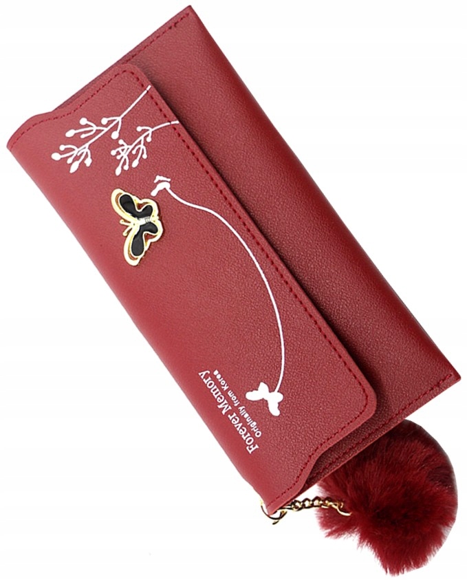 

Damski duży Portfel motylek zdobiony skórzany boho