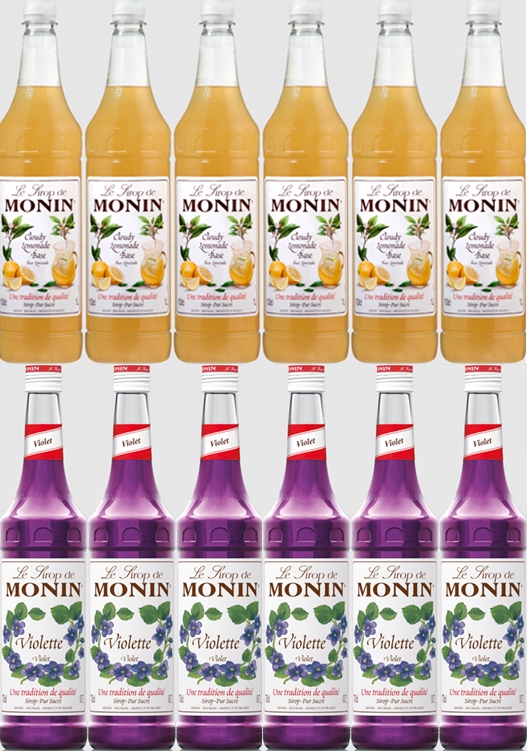 6x Syrop Cloudy Monin baza, 6x Fiołek Monin