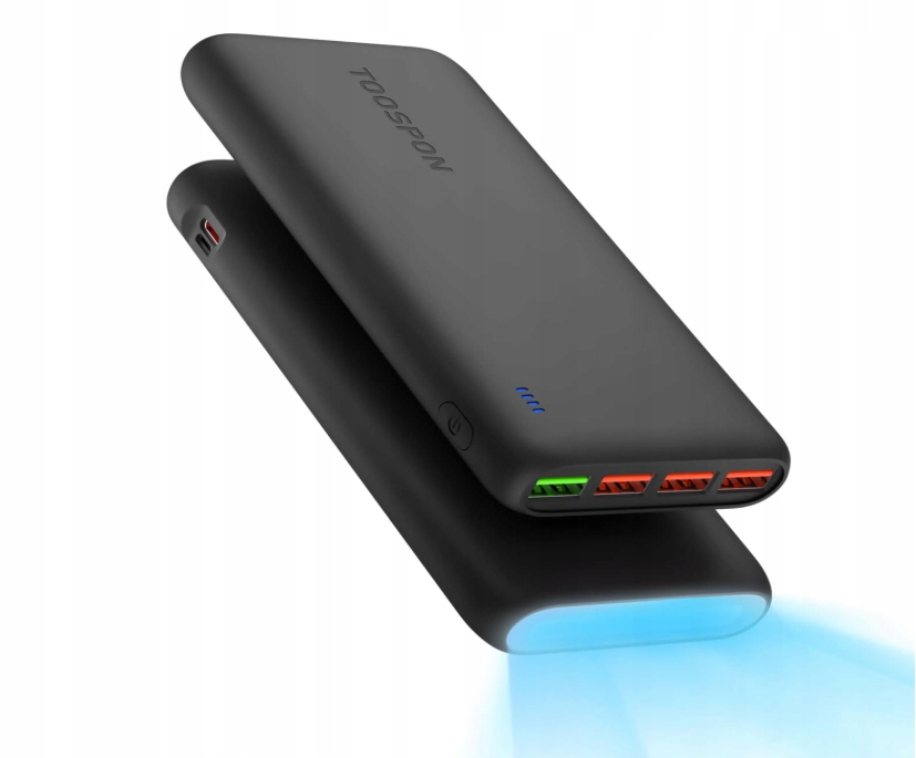 Power Bank 27000mAh 22.5W Szybkie Ładowanie Latarka Cob Czarny