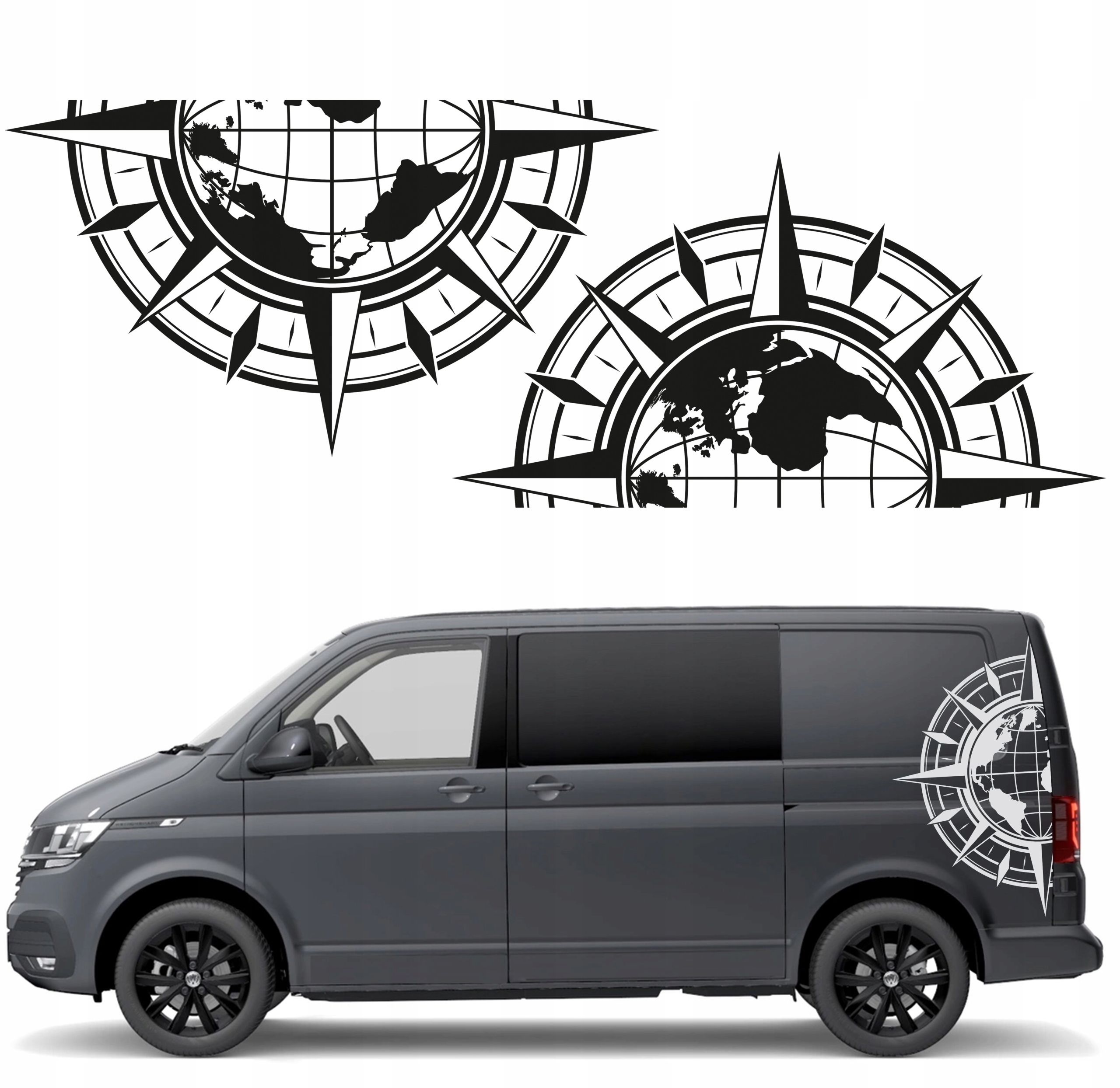 2x Nálepka Grafika na karavan Růže Větrů 60x110