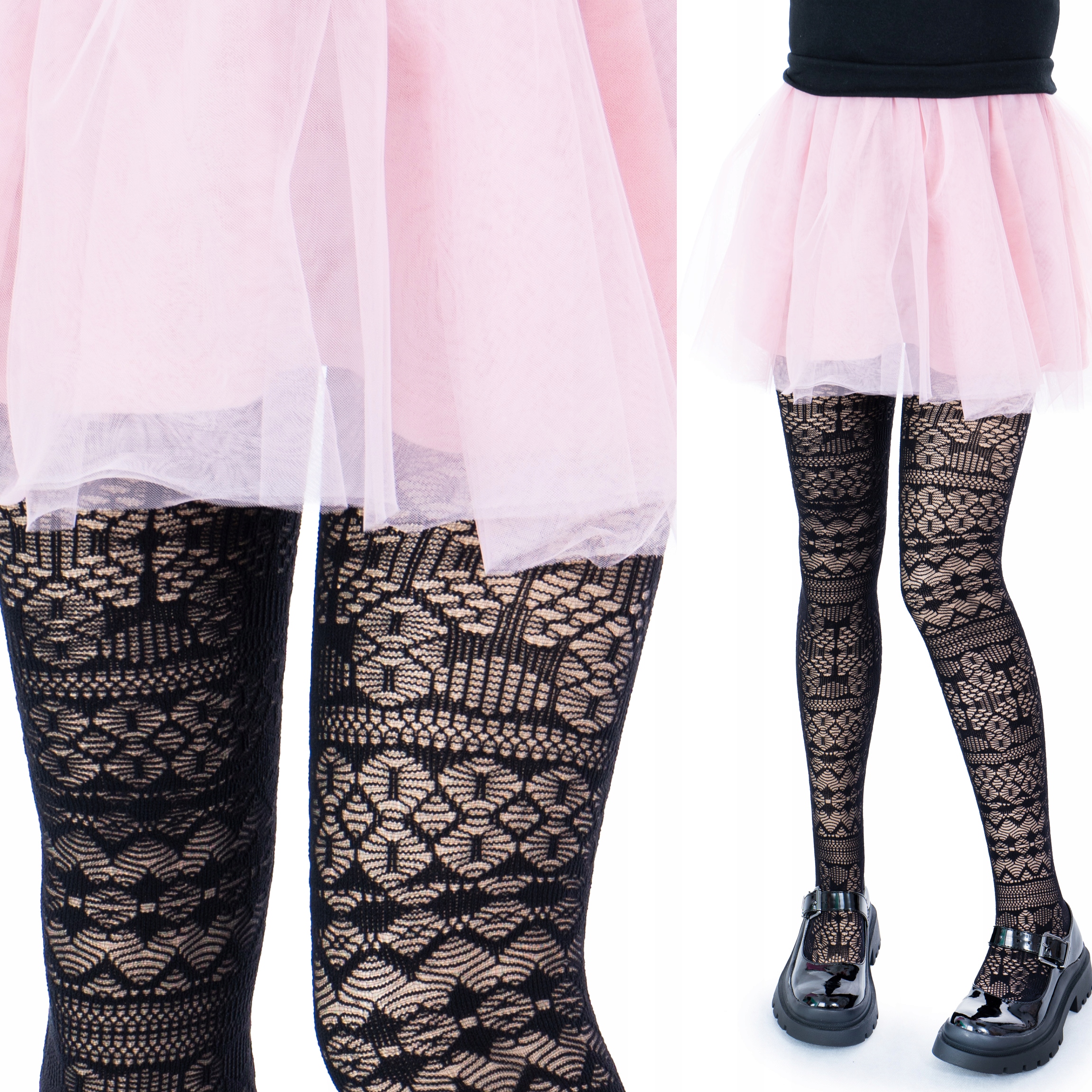 Rajstopy dziewczęce WZORZYSTE rajstopki ażurowe Wiek dziecka 12 lat +