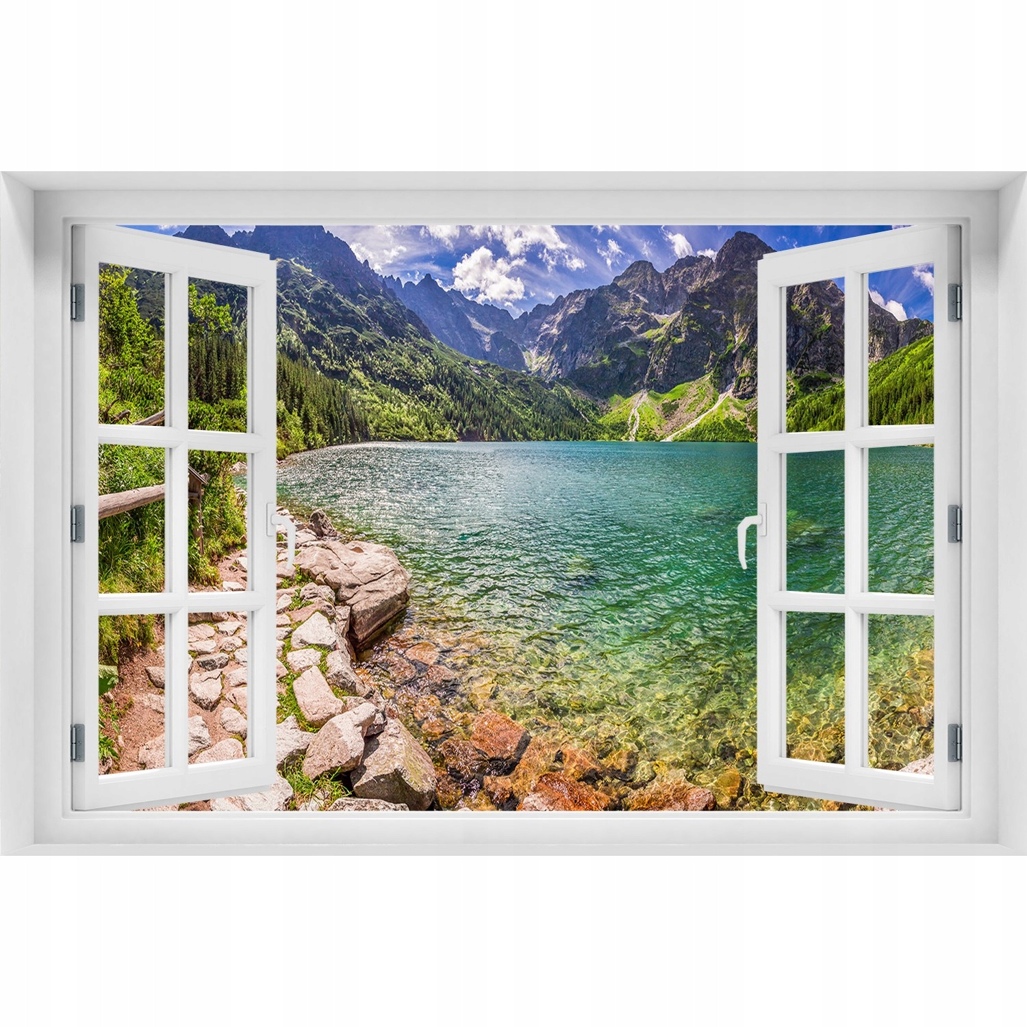 

3D Okno Naklejka na ścianę Morskie oko Tatry