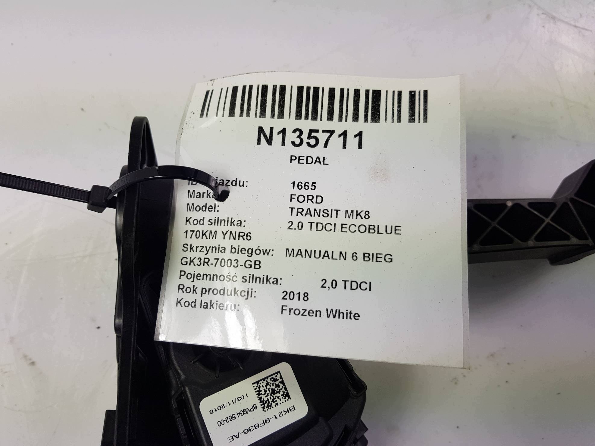 PEDAL BK219F836AE FORD TRANSIT MK8