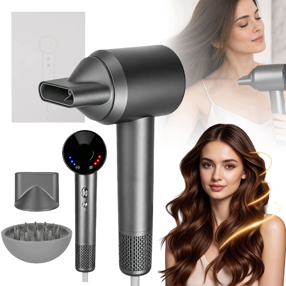 Vysoušeč vlasů 1600 W s 2 magnetickou tryskou, 4 teploty, 3 rychlosti, tichý chod