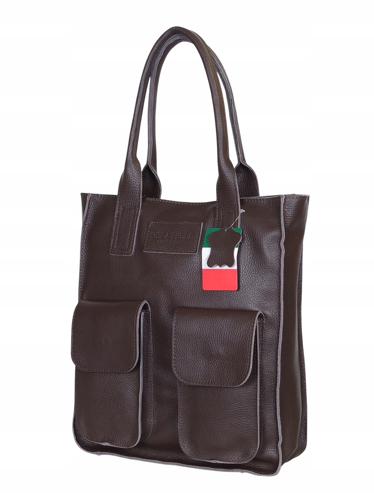 Vera Pelle Italská kožená taška velká Shopper Bag Kůže Čokoláda