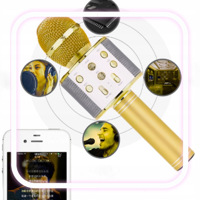 MIKROFON KARAOKE DLA DZIECI BEZPRZEWODOWY Z GŁOŚNIKIEM BLUETOOTH GŁOŚNIK Typ mikrofonu do ręki
