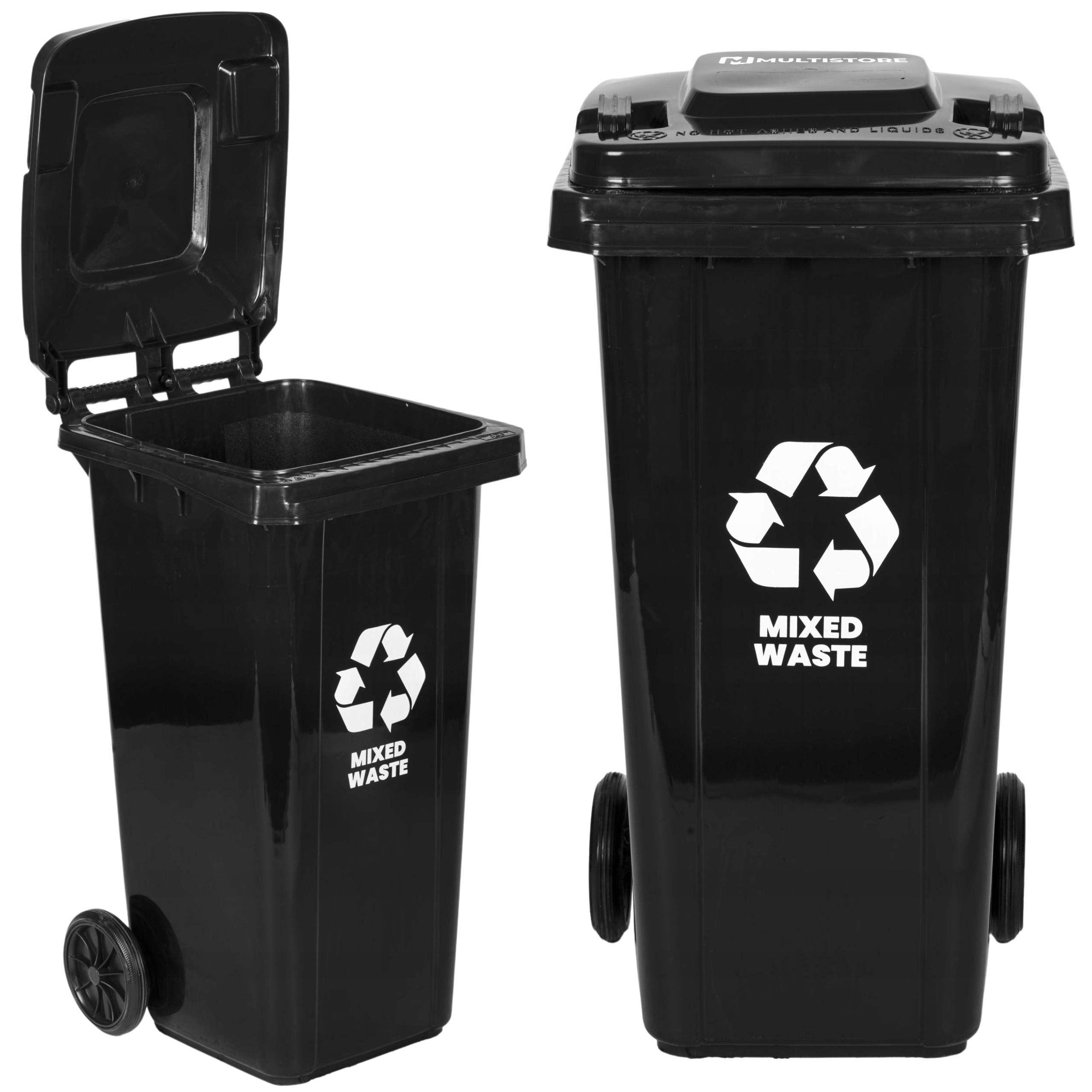 Kosz Na Odpady Zmieszane 120L Czarny Pojemnik Do Segregacji Odpadów Śmieci