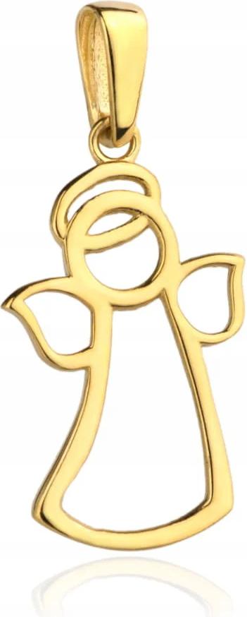 Zlatý přívěsek 585 s andělským rámeček a svatozáří, 14k zlato jako dárek