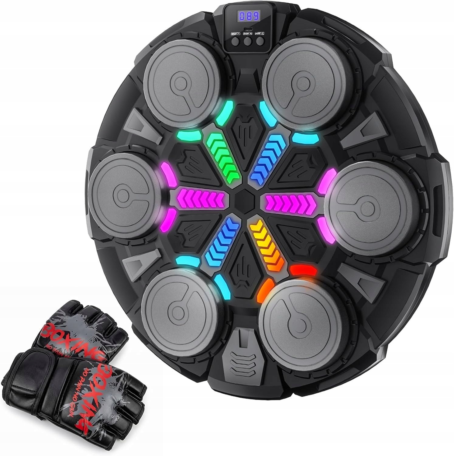 Tarcza Bokserska Muzyczna Maszyna Treningowa Bluetooth Led Rękawice