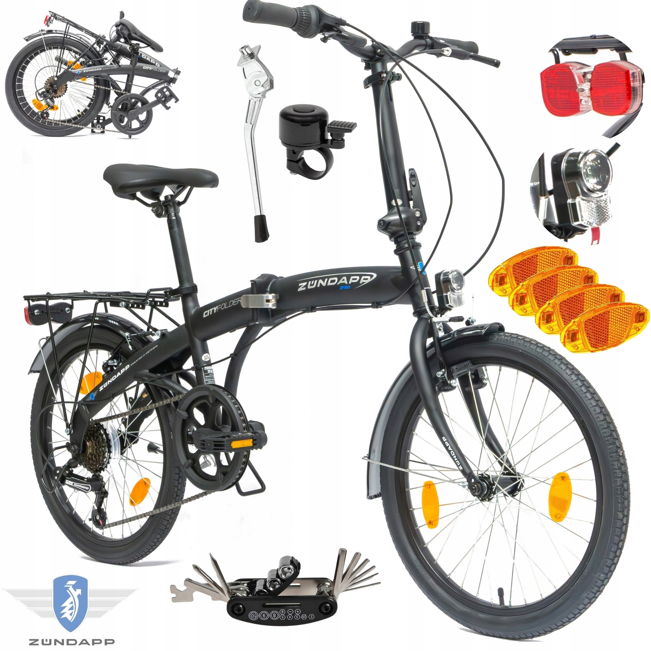 Dámské pánské skládací městské kolo 20 Skládací Shimano Kufr Osvětlení