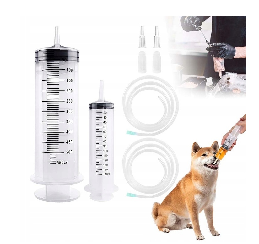 Levně Plastová Stříkačka 150 ML 550 ML, Sada 2 Kusů Pro Krmení Zvířat